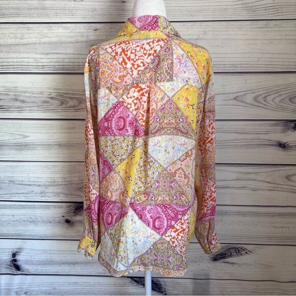 Rose + Olive Multicolor Patterned Long Sleeve Button Down Shirt - Picture 6 of 10